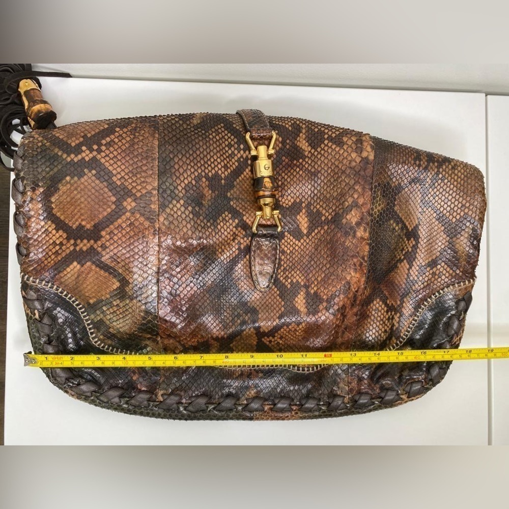 Gucci Brown & Black Python-Effect Hobo Shoulder Bag with Tassel Accent - Picture 6 of 10
